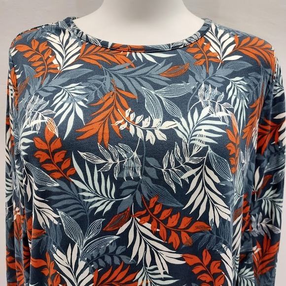 Hang Ten Sun Shirt Women's Medium Tropical Leaf UPF 50+ Blue Orange Long Sleeve - Picture 5 of 8